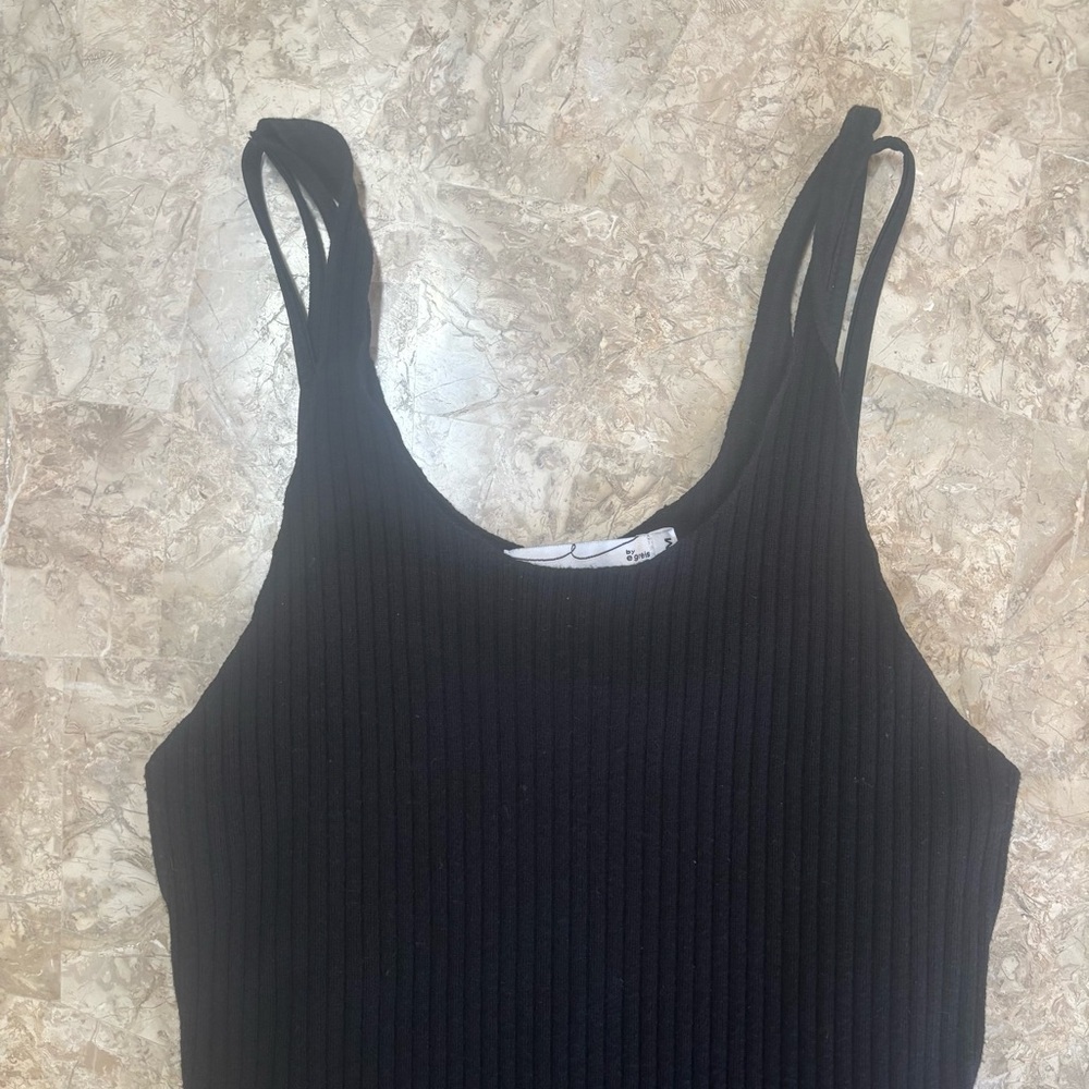 By Egreis “Laurie” Ribbed Bodycon Maxi Dress Black Power Mesh Lined Size M - Picture 10 of 12